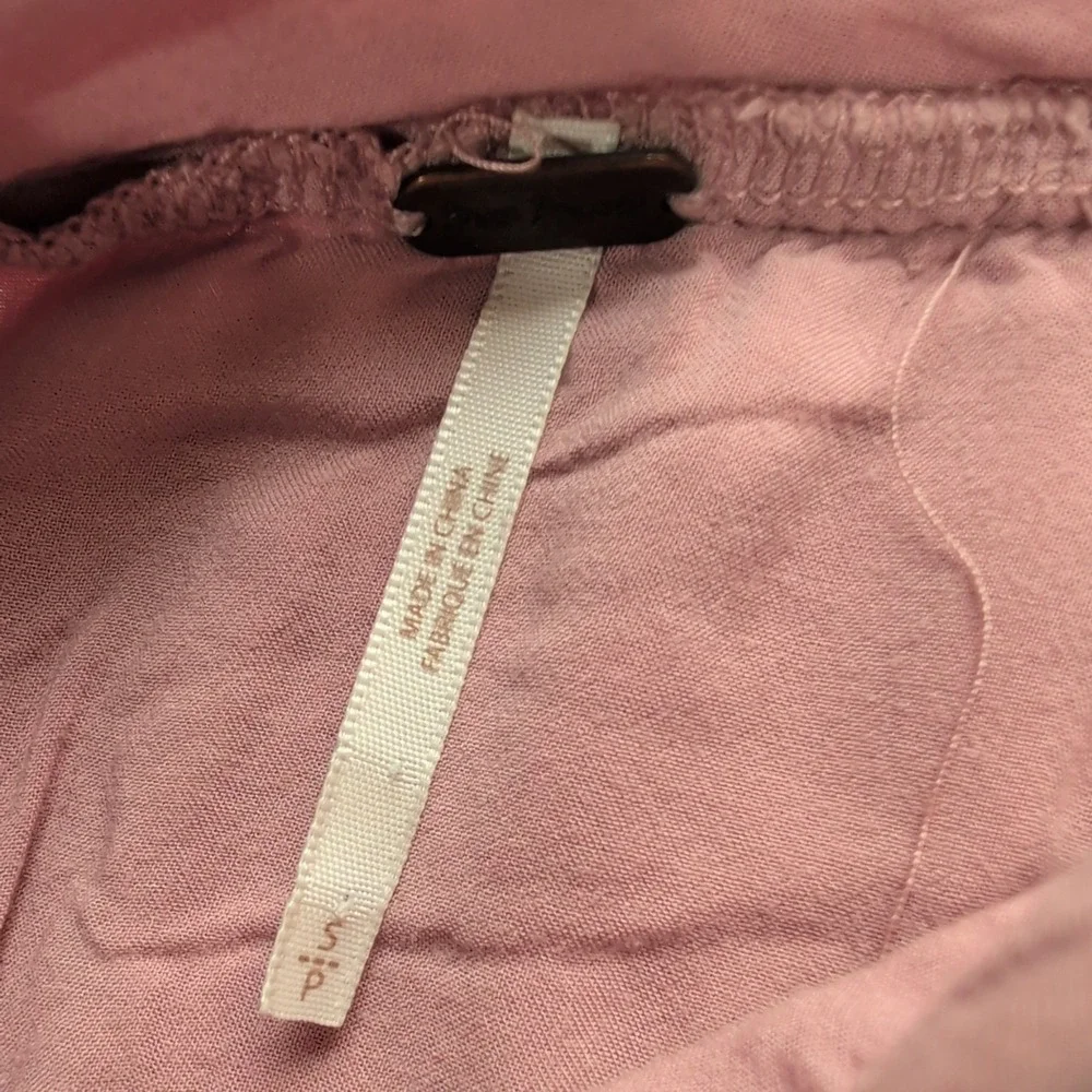 Free People Crochet‎ Lace Sleeve Waffle Knit Thermal Top Pink Embroidered Small
